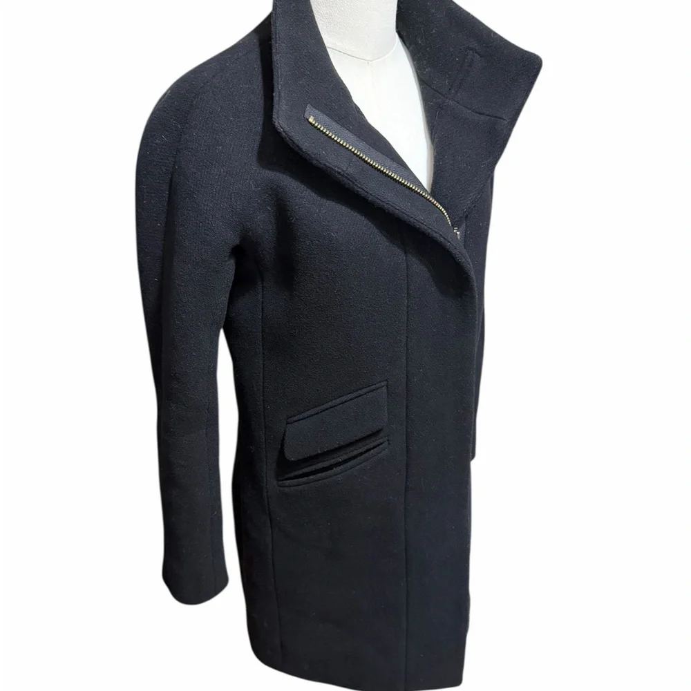 J. Crew Toscana Italian Wool Blend Asymetrical Zip Front Coat Size 00 - Picture 4 of 11